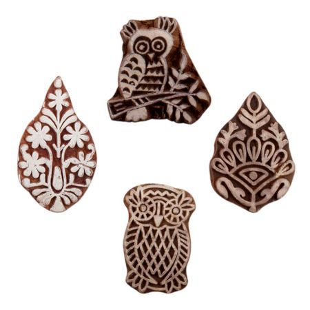 Set of 4 Piece New Mix Wooden Printing Blocks